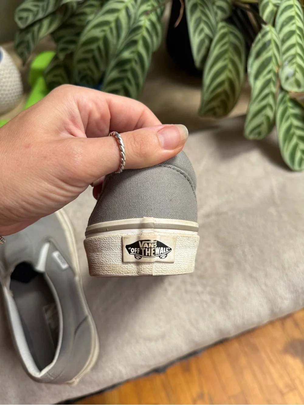 Vans Gray Classic Slip-On Canvas Shoes